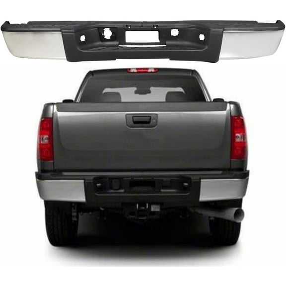 ALL-CARB Chrome Rear Bumper Replacement for Silverado Sierra 1500 2007 2008 2009 2010 2012 2013 Truck without Sensor Hole Replacement for GM1103147
