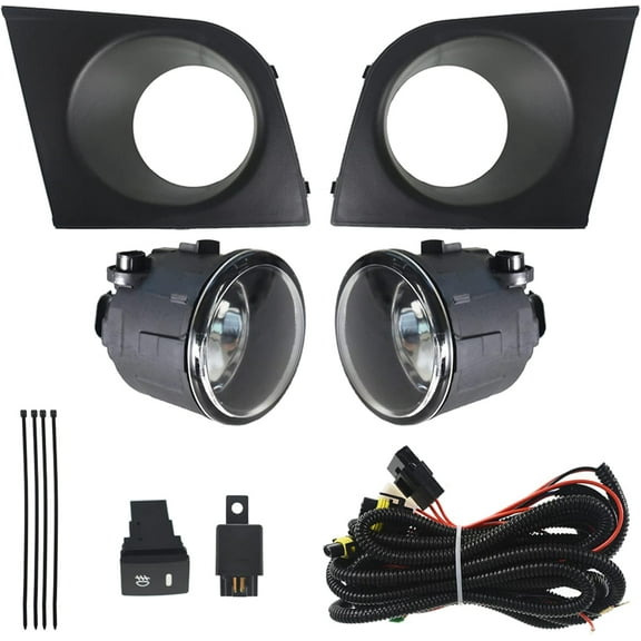 ALL-CARB Clear Lens Bumper Driving Fog Light Lamps with Bezel and Switch Replacement for Nissan Versa 2007-2011