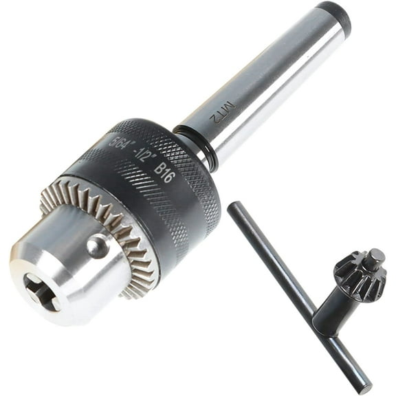 ALL-CARB Drill Chuck for Lathe, 5/64 Inch To 1/2 Inch Super Heavy Duty Drill Chucks with Chuck Key and MT2 Shank 2 Morse Taper Arbor (B16)