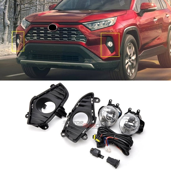 ALL-CARB Driver & Passenger Side Fog Light Lamps+Wiring Kit For 2019-2021 Toyota RAV4