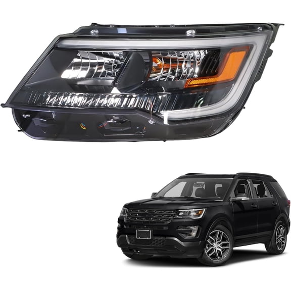 ALL-CARB Driver Side Headlights Assembly with DRL Replacement for Explorer 2016-2019 Housing Black Lamp LH 1PC FB5Z13008AD