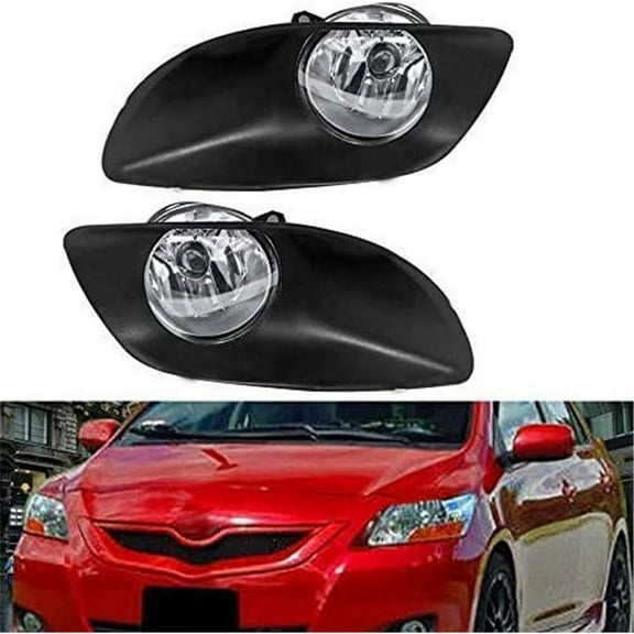ALL-CARB Fog Lights, Fog Lamps (Clear Lens) for 2006 2007 2008 Toyota Yaris 4Dr - Includes Switch and Wiring Kit (2pcs a Set)