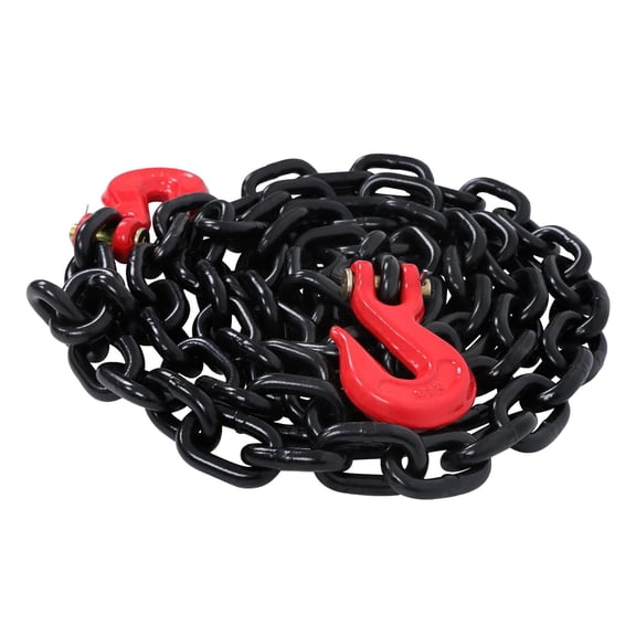 ALL-CARB G80 Transport Binder Chain 7100LBS 3/8Inch X 10Ft Transport Strap Chain Black and Red for Tie-Down, Lifting, Logging and Towing