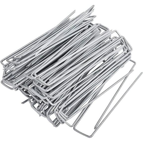 ALL-CARB Garden Stakes Weed Barrier Pegs U-shaped Ground Staples Galvanized Metal Pins