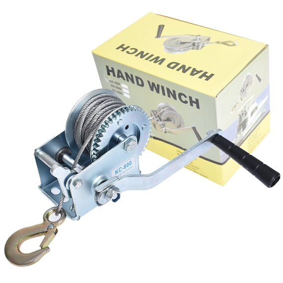 ALL-CARB Hand Winch 600 lbs Heavy Duty with Steel Cable, Crank Gear Winch for ATV Boat Trailer