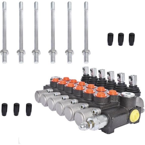 ALL-CARB Hydraulic Valve Hydraulic Directional Control Valve Double Acting Valve 6 Spool 13 GPM 3600 PSI SAE Ports for Tractors Loaders Tanks