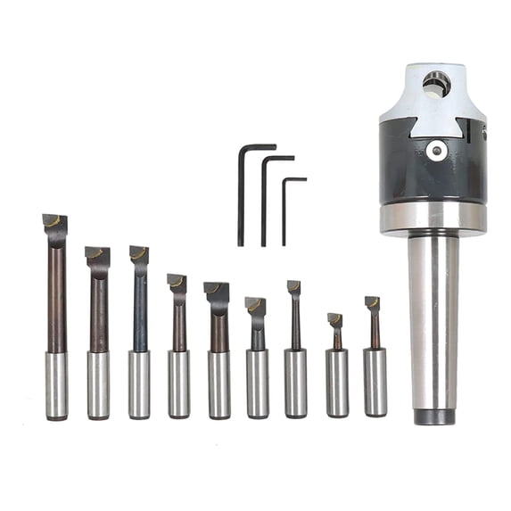 ALL-CARB MT3 Bar Cutter Set 2 Inch Boring Head for Milling Forming and Drilling Machines Equipped with 9 Pcs 1/2 Inch Hard Alloy Boring Bars