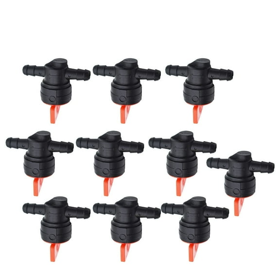 ALL-CARB Motorcycle In-Line Gas Fuel Shut-off / Cut-off Valves Petcock (10) 1/4" Straight