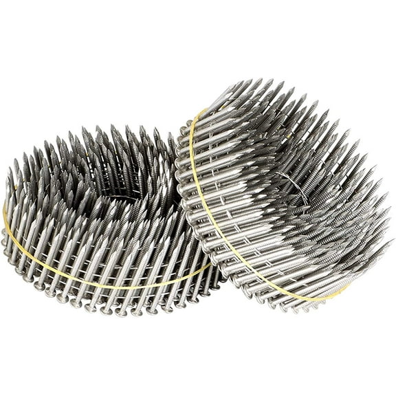 ALL-CARB Stainless Steel Siding Nails - 1-1/2x0.09 Ring Shank 15 Degree Coils, 3600 Count Small Cap Coil Roofing Ring Shank Siding Nails for Cedar Siding and Fencing, Etc