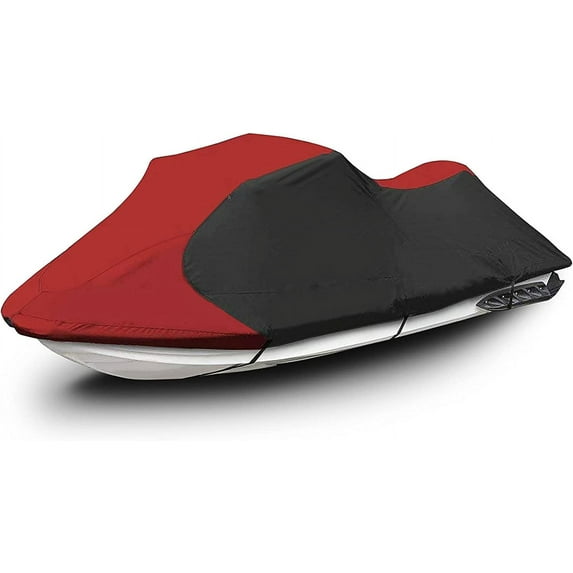 ALL-CARB Super Heavy-Duty 126-135(3 Seater) TOP Cover Trailerable Cover Black + Red Color Replacement for PWC Watercraft Jet Ski Motorcycle Boat Cover