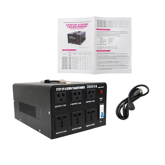 ALL-CARB Transformer 3000W for Step Up 110-120 V to 220-240 V Down Convert from 220-240 V to 110-120 V with 3 US Outlets 3 Universal Outlets
