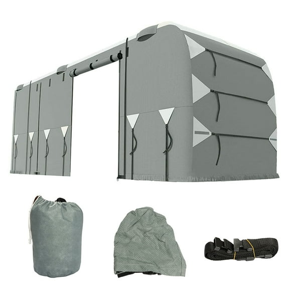 LABLT Upgraded Class A RV Cover Breathable Waterproof & Crack Arrest W/ 2 Belts and 4 Tire Covers Durable Campervan Cover and Ultra Thick 5-layer Uv Resistant Roof 40-43