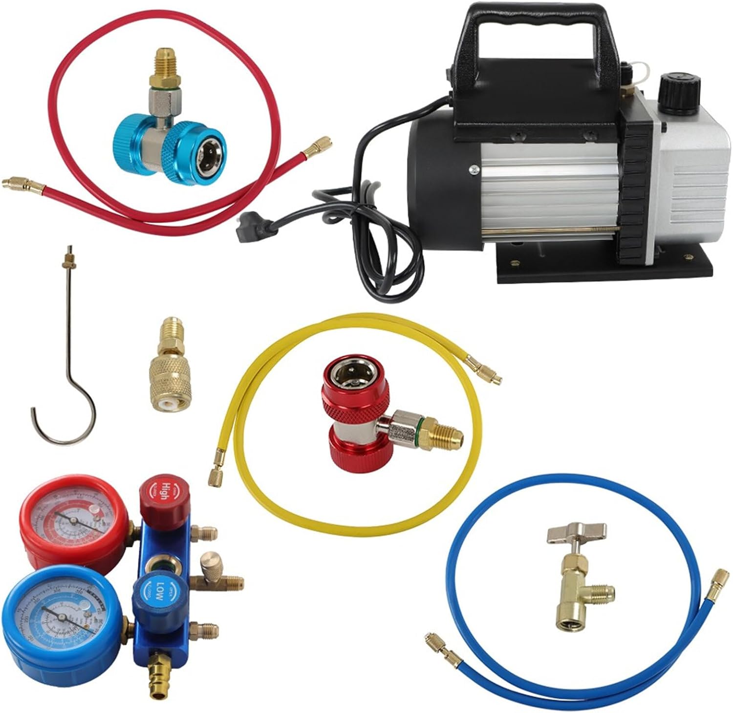 ALL-CARB Vacuum Pump 110V 3CFM Air Vacuum Pump with R134A Gauge Kit Fit for Air Conditioning Installation and Maintenance