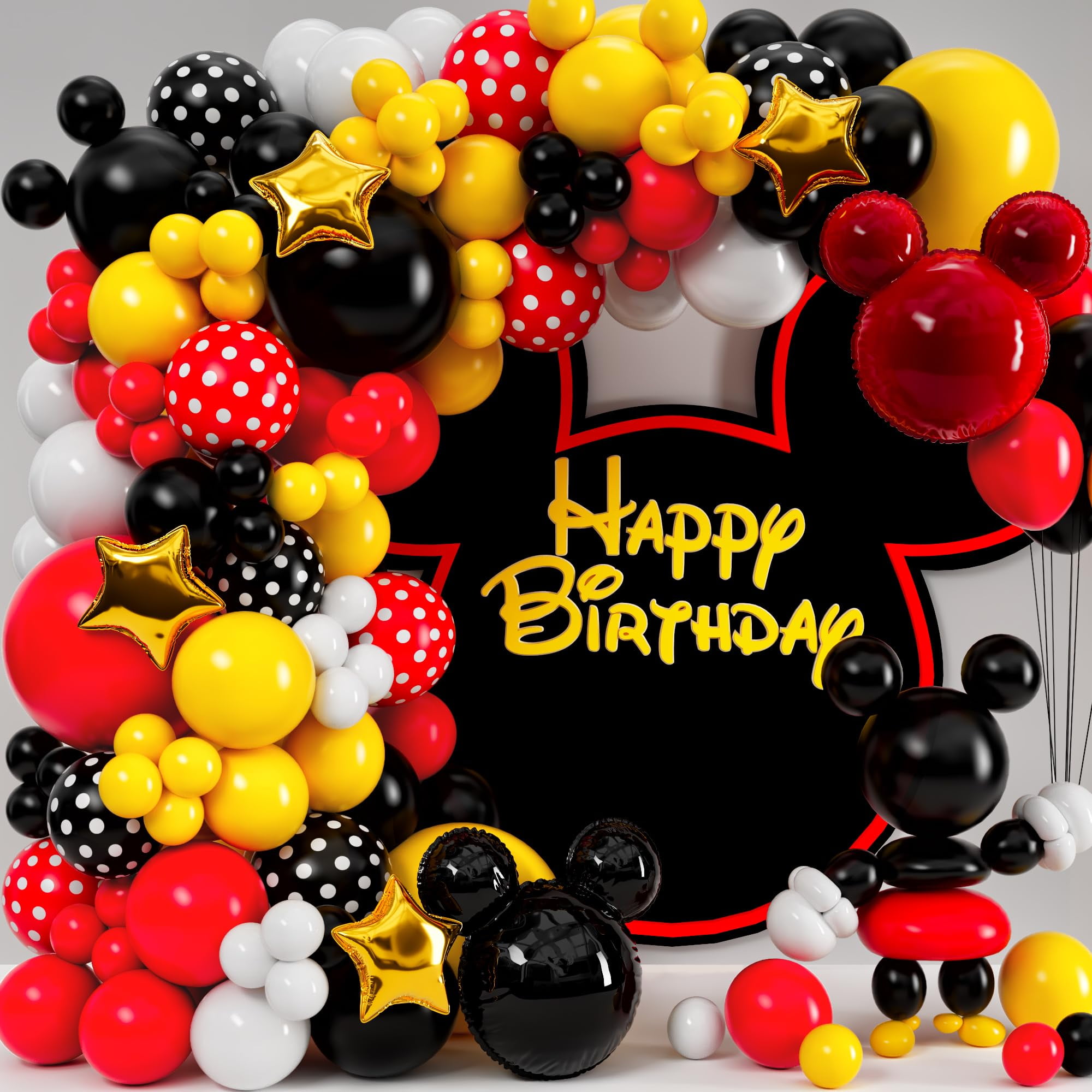 ALL-IN-1 Mickey Balloon FEV6 Arch Kit with BONUS Mouse Gold Stars for ...