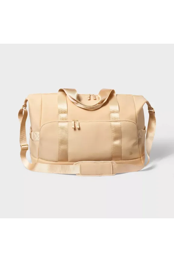 FAUX NEOPRENE WEEKENDER BAG - CREAM