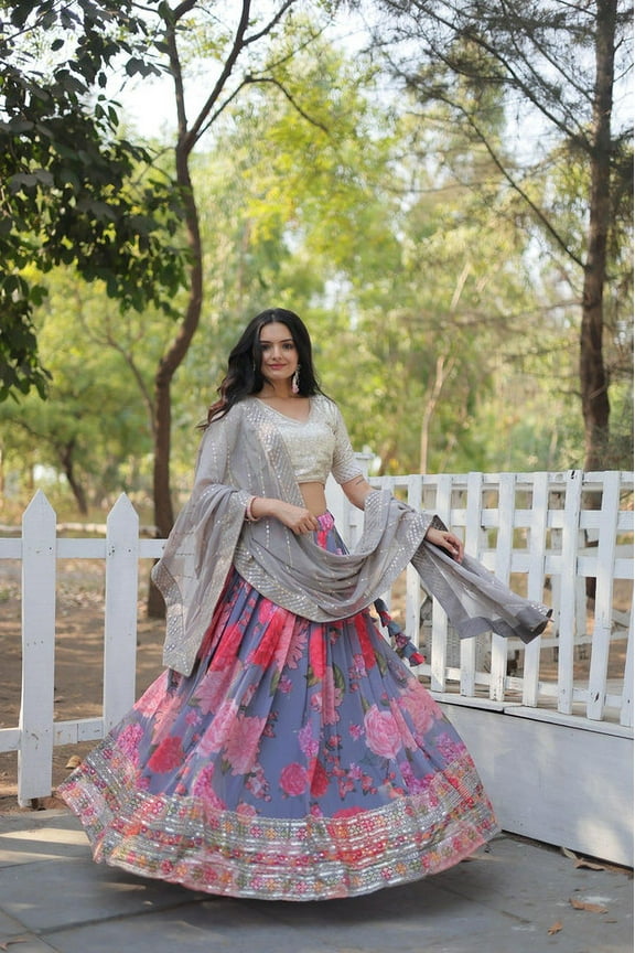 Discover the epitome of elegance with our Exquisite Digital Printed Georgette Lehenga Choli