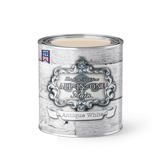 Heirloom Traditions ALL-IN-ONE Gel Stain, Antique White (creamy white), Quart - No Sanding or Sealer needed, Oil Based for Interior/Exterior use