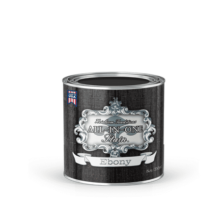 Heirloom Traditions ALL-IN-ONE Gel Stain, Ebony (warm black), 8oz Sample - No Sanding or Sealer needed, Oil Based for Interior/Exterior use