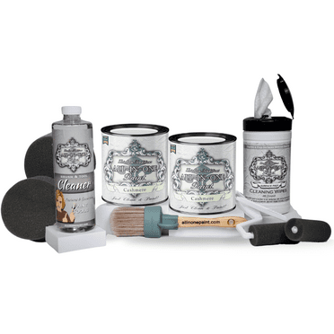 ALL-IN-ONE Paint, 2 Quart Cabinet Paint Bundle and Tool Kit - Cashmere (true white)