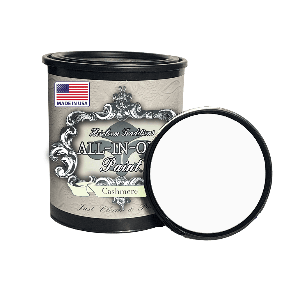 ALL-IN-ONE Paint, Durable cabinet and furniture paint. Built in primer and top coat, no sanding needed. Includes our 30 featured color card - Cashmere (true white), Quart