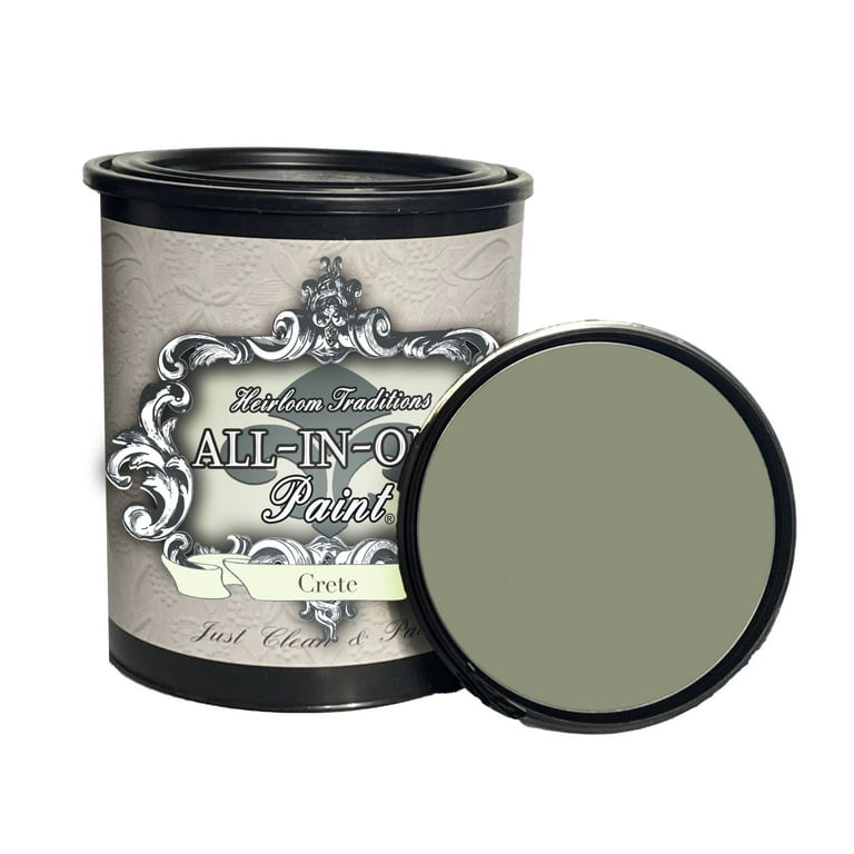 ALL-IN-ONE Paint, Crete (Olive Green), 8 Fl Oz Sample. Durable cabinet and  furniture paint. Built in primer and top coat, no sanding needed. 