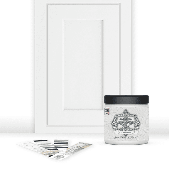 ALL-IN-ONE Paint by Heirloom Traditions, Cashmere (True White), 8oz Sample - Durable cabinet and furniture paint. Built in primer and top coat, no sanding needed. Includes our 30 featured color card.