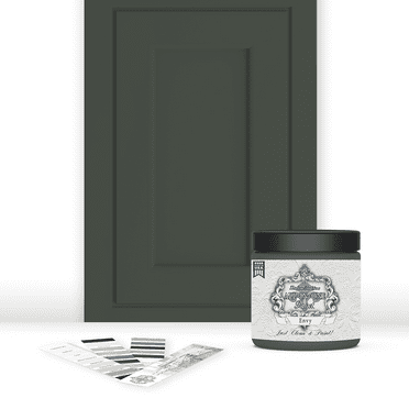 ALL-IN-ONE Paint, Durable cabinet and furniture paint. Built in primer and top coat, no sanding needed. Includes our 30 featured color card - Envy (slate green), 8oz Sample