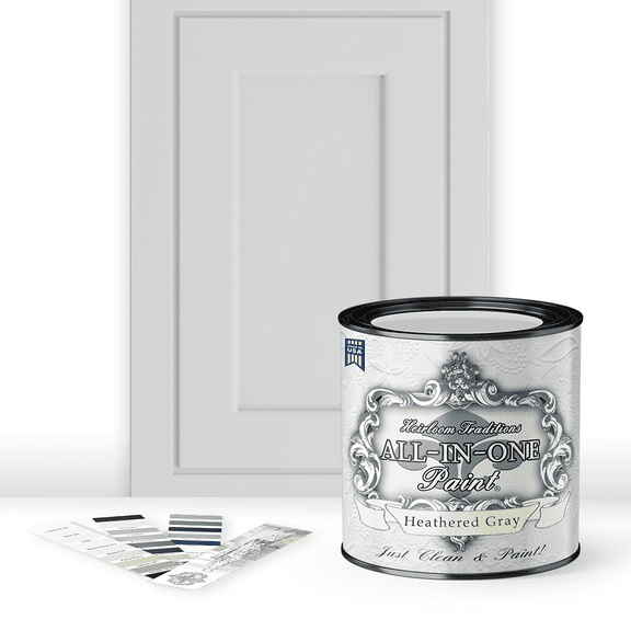 ALL-IN-ONE Paint, Heathered Gray (light cool gray), Quart - Durable cabinet and furniture paint. Built in primer and top coat, no sanding needed. Includes our 30 featured color card.