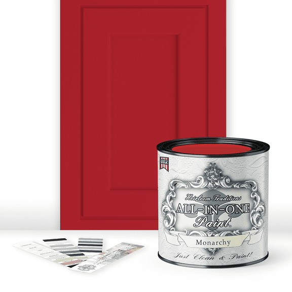 Heirloom Traditions ALL-IN-ONE Paint, Monarchy (primary red), Quart - Durable cabinet and furniture paint. Built in primer and top coat, no sanding needed. Includes our 30 featured color card.