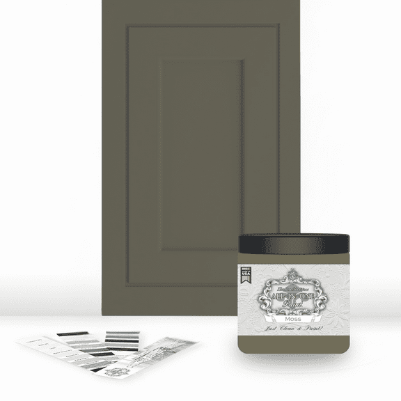 ALL-IN-ONE Paint by Heirloom Traditions, Moss, 8oz Sample - Durable cabinet and furniture paint. Built in primer and top coat, no sanding needed. Includes our 30 featured color card.