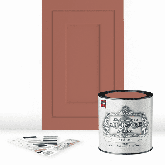 ALL-IN-ONE Paint by Heirloom Traditions, Sedona (Warm Coral), Quart - Durable cabinet and furniture paint. Built in primer and top coat, no sanding needed. Includes our 30 featured color card.