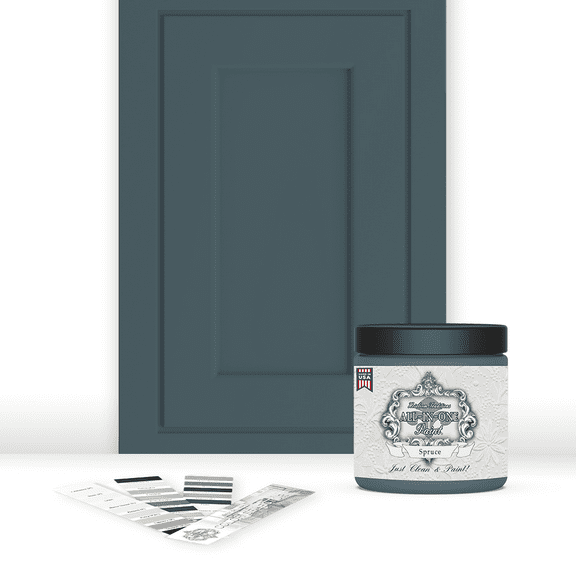 ALL-IN-ONE Paint, Durable cabinet and furniture paint. Built in primer and top coat, no sanding needed. Includes our 30 featured color card - Spruce, 8oz Sample