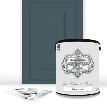 ALL-IN-ONE Paint, Durable cabinet and furniture paint. Built in primer and top coat, no sanding needed. Includes our 30 featured color card - Spruce, Gallon