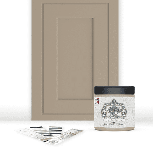 Heirloom Traditions ALL-IN-ONE Paint, Tapestry (khaki brown), 8oz Sample - Durable cabinet and furniture paint. Built in primer and top coat, no sanding needed. Includes our 30 featured color card.