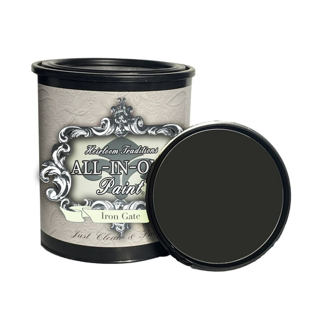 ALLINONE Paint, Iron Gate (Black), 32 Fl Oz Quart. Durable and furniture paint. Built