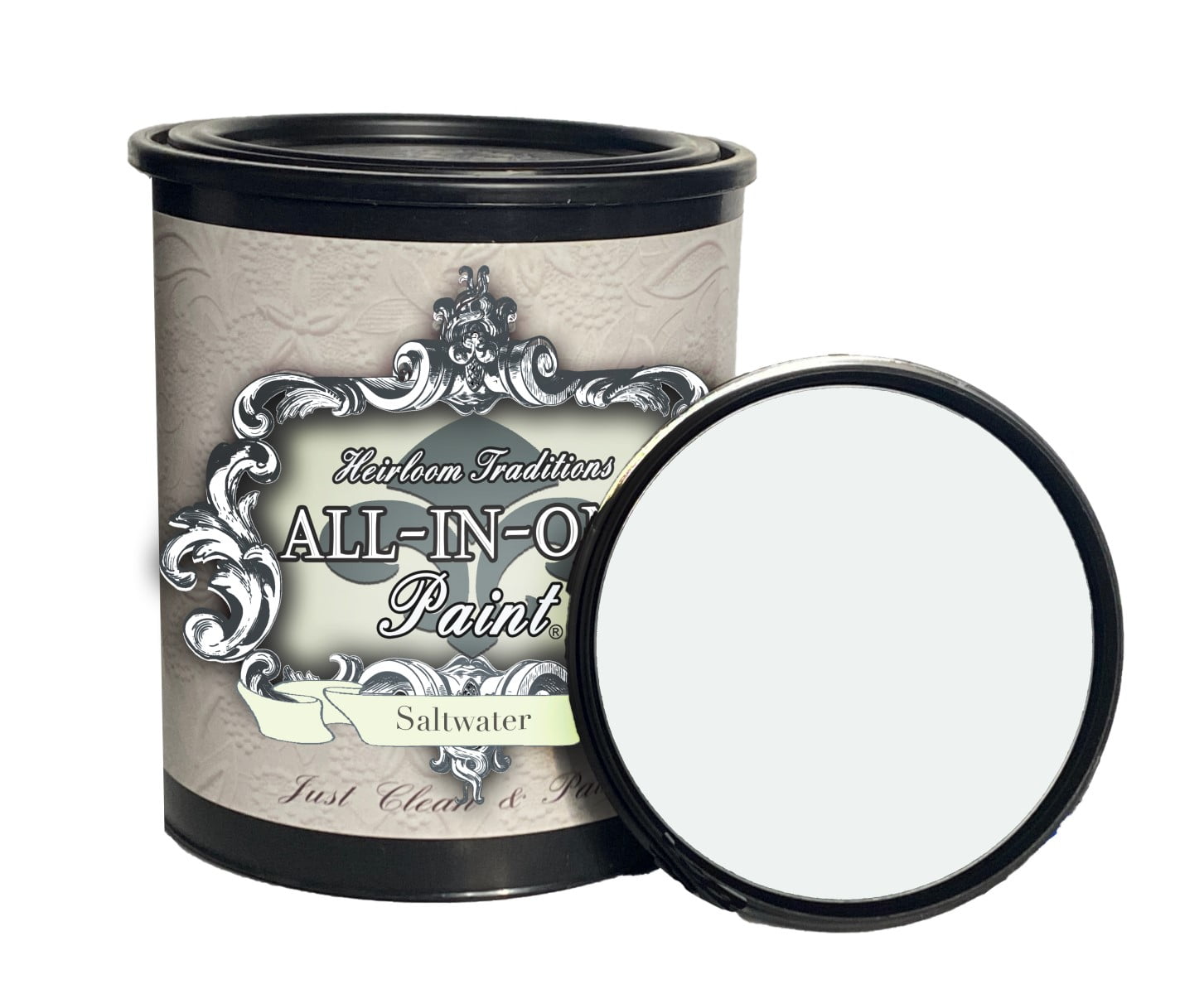All-In-One Paint, Saltwater (pale Green), 32 fl oz Quart. Durable Cabinet and Furniture Paint. Built in Primer and Top Coat, No Sanding Needed.
