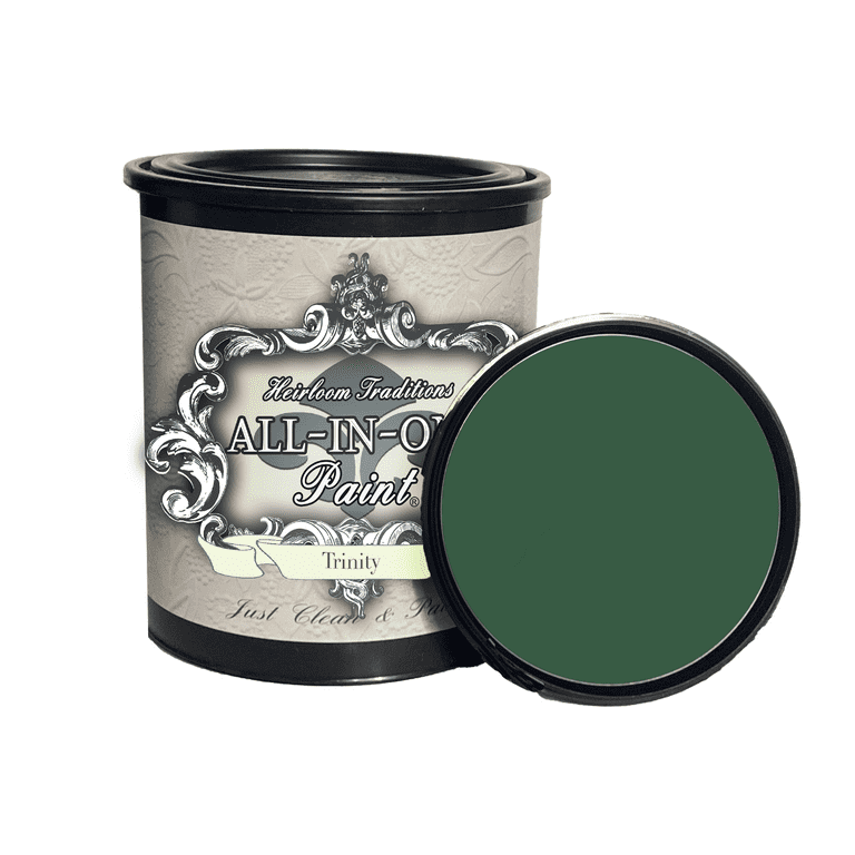 ALL-IN-ONE Paint, Trinity (Green), 32 Fl Oz Quart. Durable cabinet and  furniture paint. Built in primer and top coat, no sanding needed. 