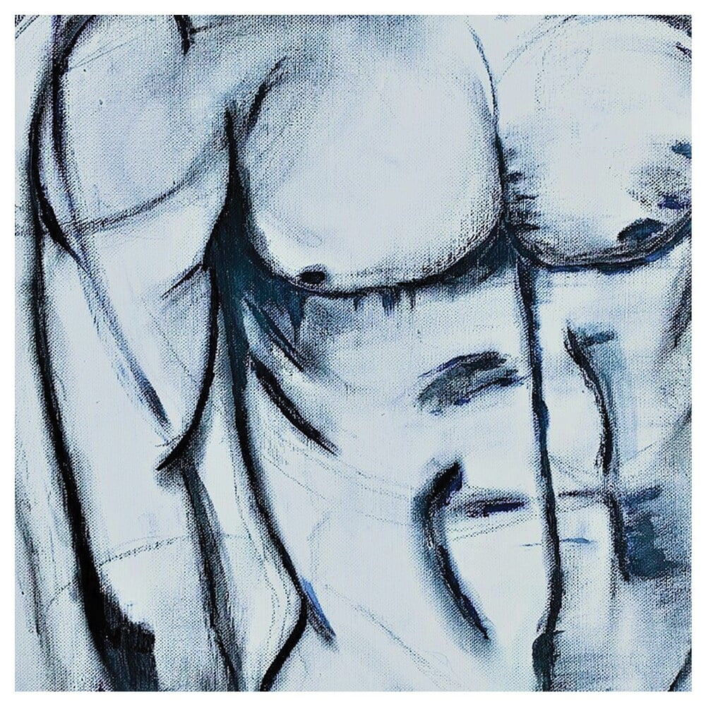ALL MAN IN CHARCOAL by Artist Sarah Wahl - 14"x14" Canvas Artwork 14 x 14