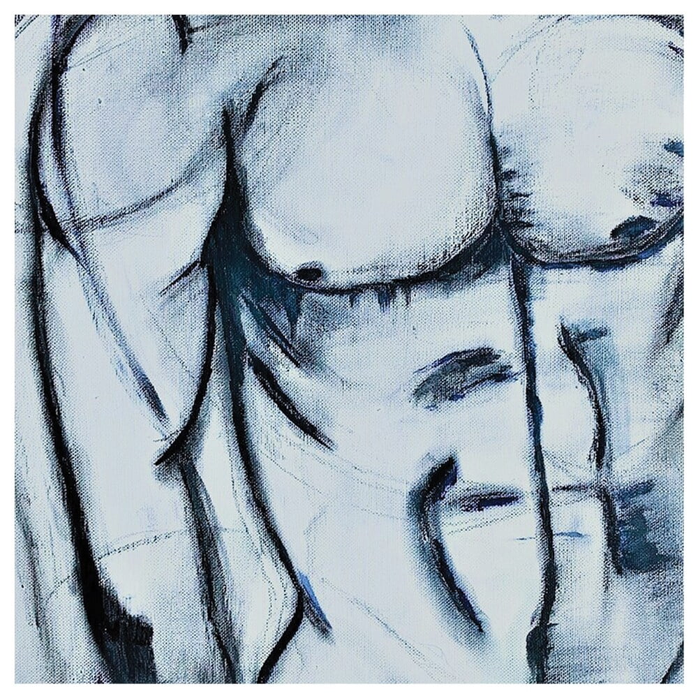 ALL MAN IN CHARCOAL by Artist Sarah Wahl - 14"x14" Canvas Artwork 30 x 30