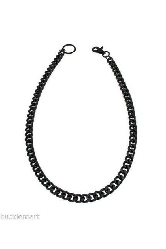 ALL METAL Matte BLACK Link Wallet BIKER TRUCKER Heavy Key Chain Jean 32 in punk