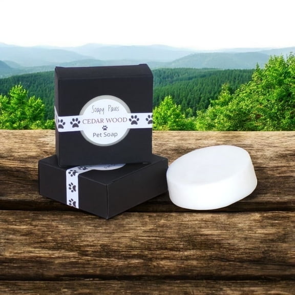 Soapy Paws Pet Care Products Alcohol-Free, 100% Natural Biodegradable Bath Bar with Organic Coconut Oil, Cedar Wood, 1 Bar