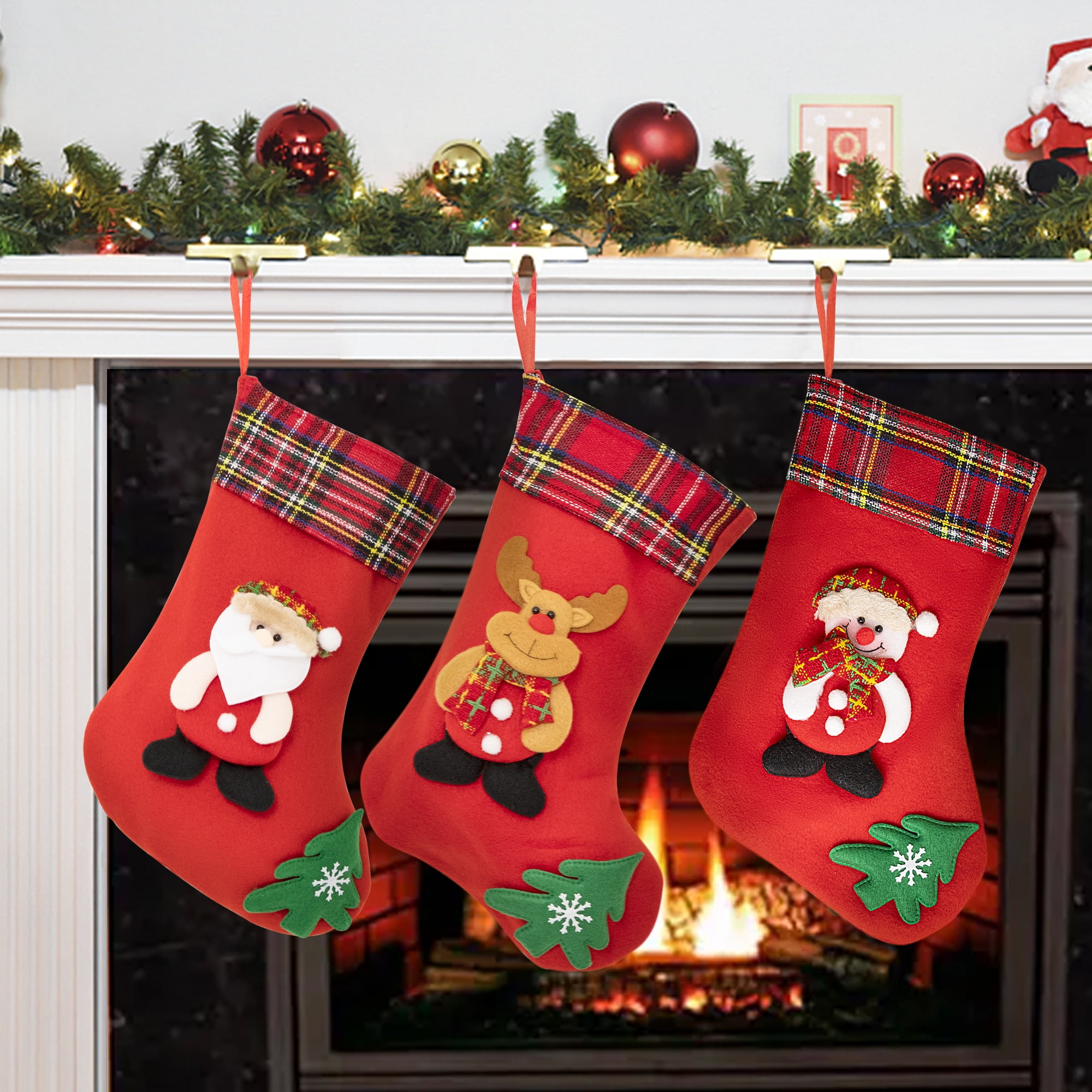 ALL PRIDE 3 Pcs Large Christmas Stockings, Hanging Gift Stockings for ...