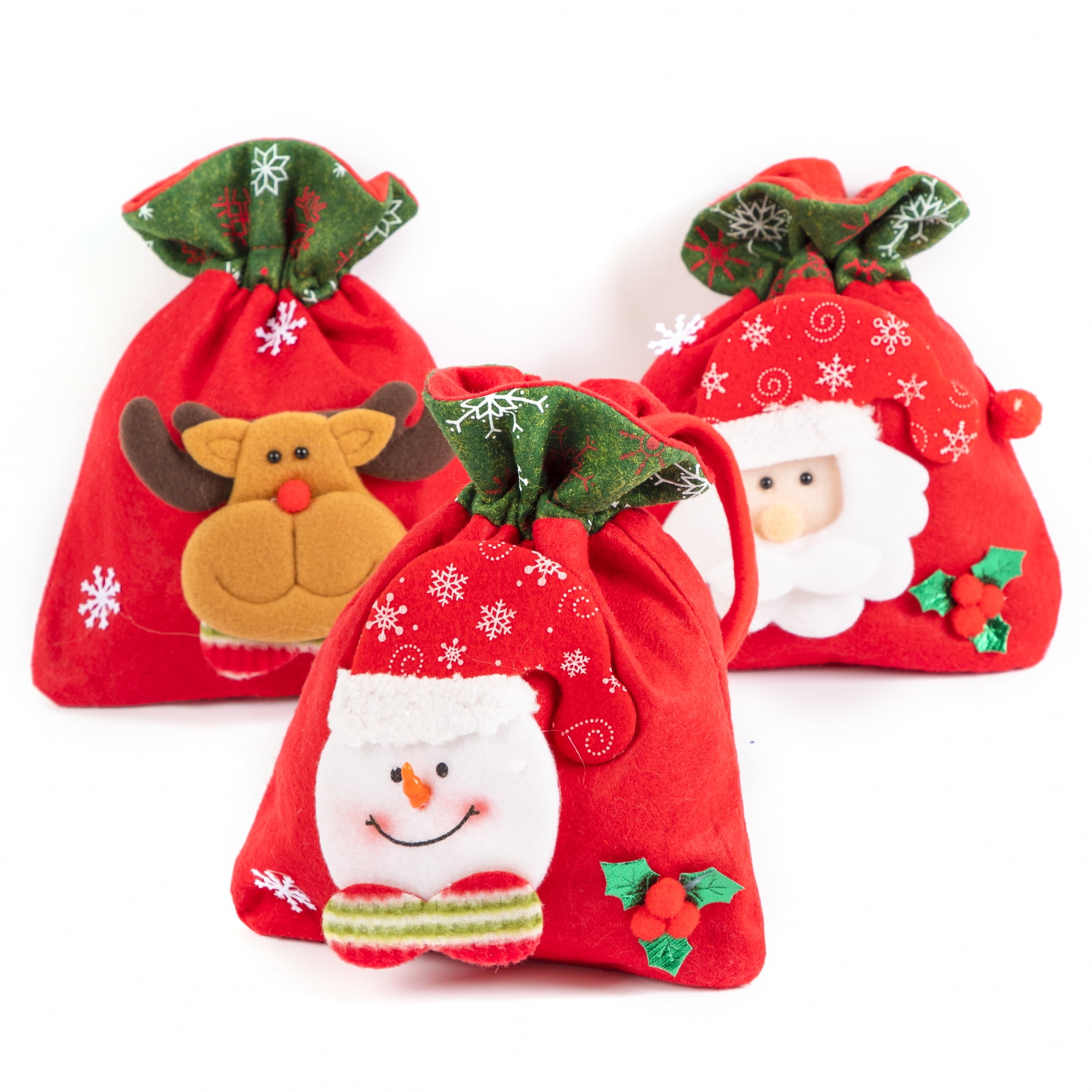 ALL PRIDE Pack of 3 Christmas Goodie Bags, Cute Gift Bags, Perfect for