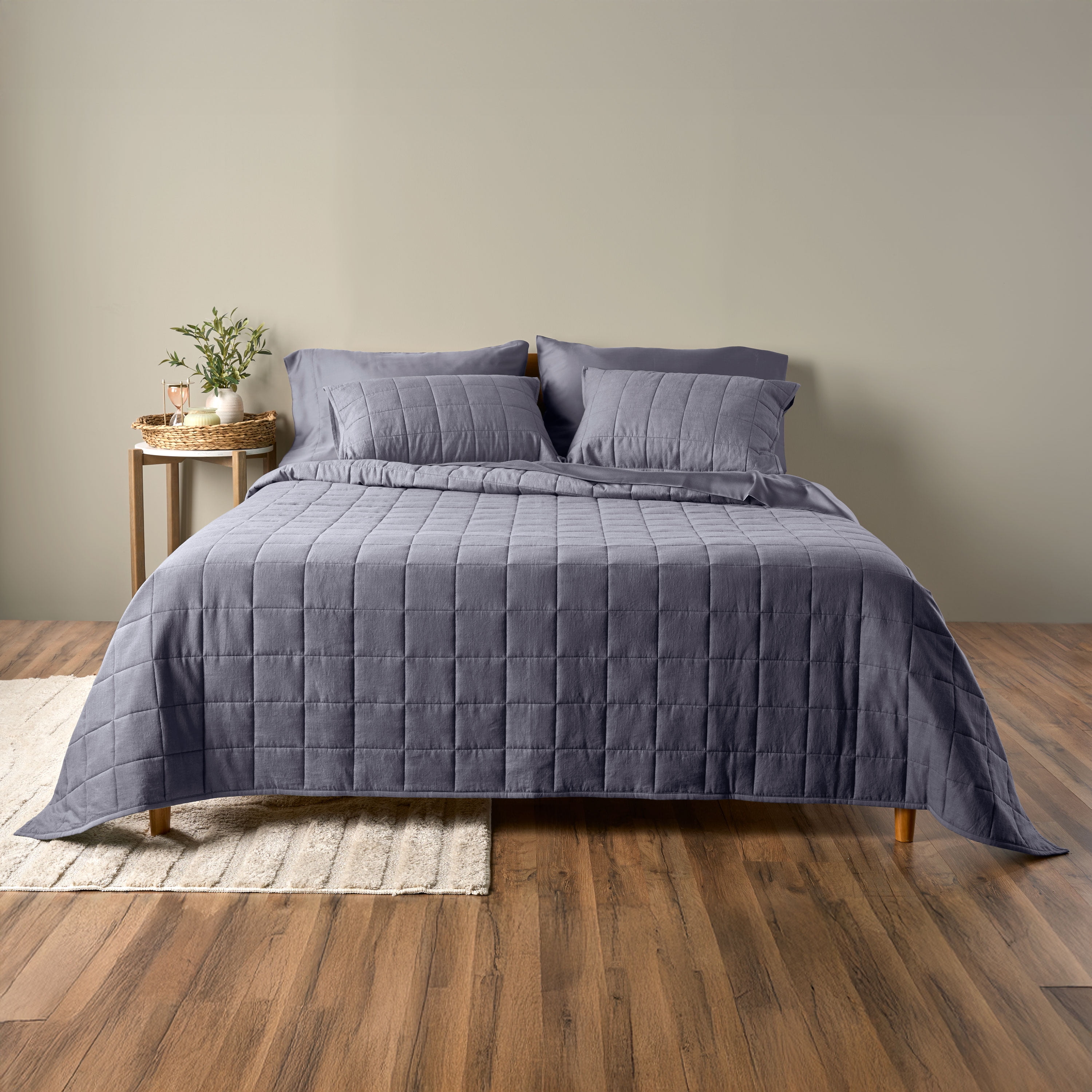 Allswell Cotton Linen Blend Quilt Set, Gray Shark, King/California King