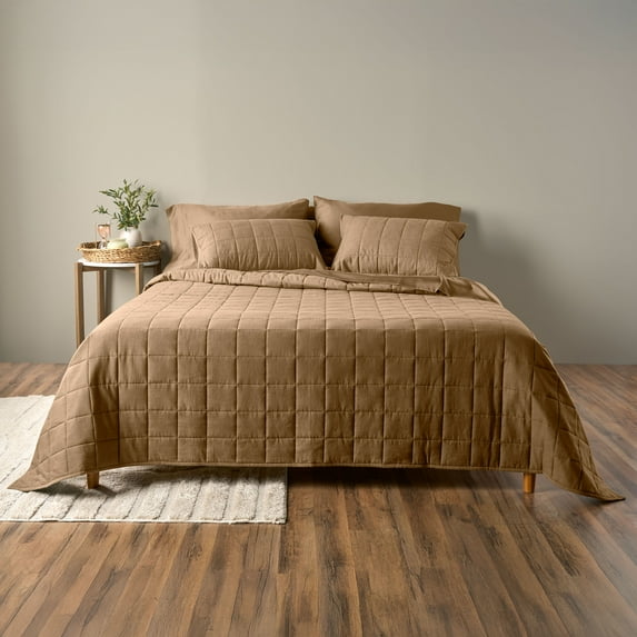 Allswell Cotton Linen Blend Quilt Set, Fatigue Tan, Full/Queen
