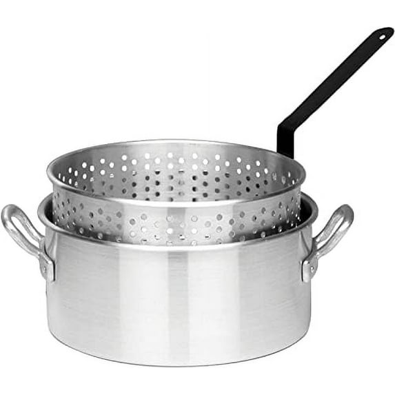 1201 10-Qt Aluminum Fry Features Perforated Aluminum Basket Heavy Duty Riveted Handles Perfect For Deep Frying French Fries Hush Puppies Fish & Chicken