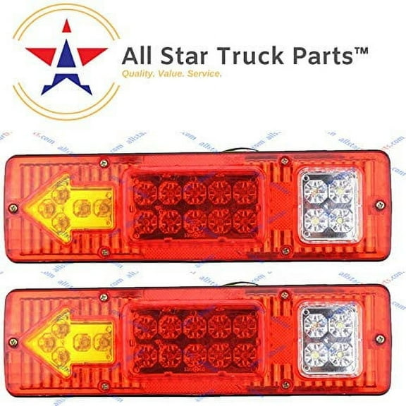 [ALL STAR TRUCK PARTS] 19 LED Red Amber White Integrated Trailer Tail Lights Bar 12V Turn Signal Running Lamp for Trailer UTV UTE RV ATV Box Truck Left and Right (2 Pack)