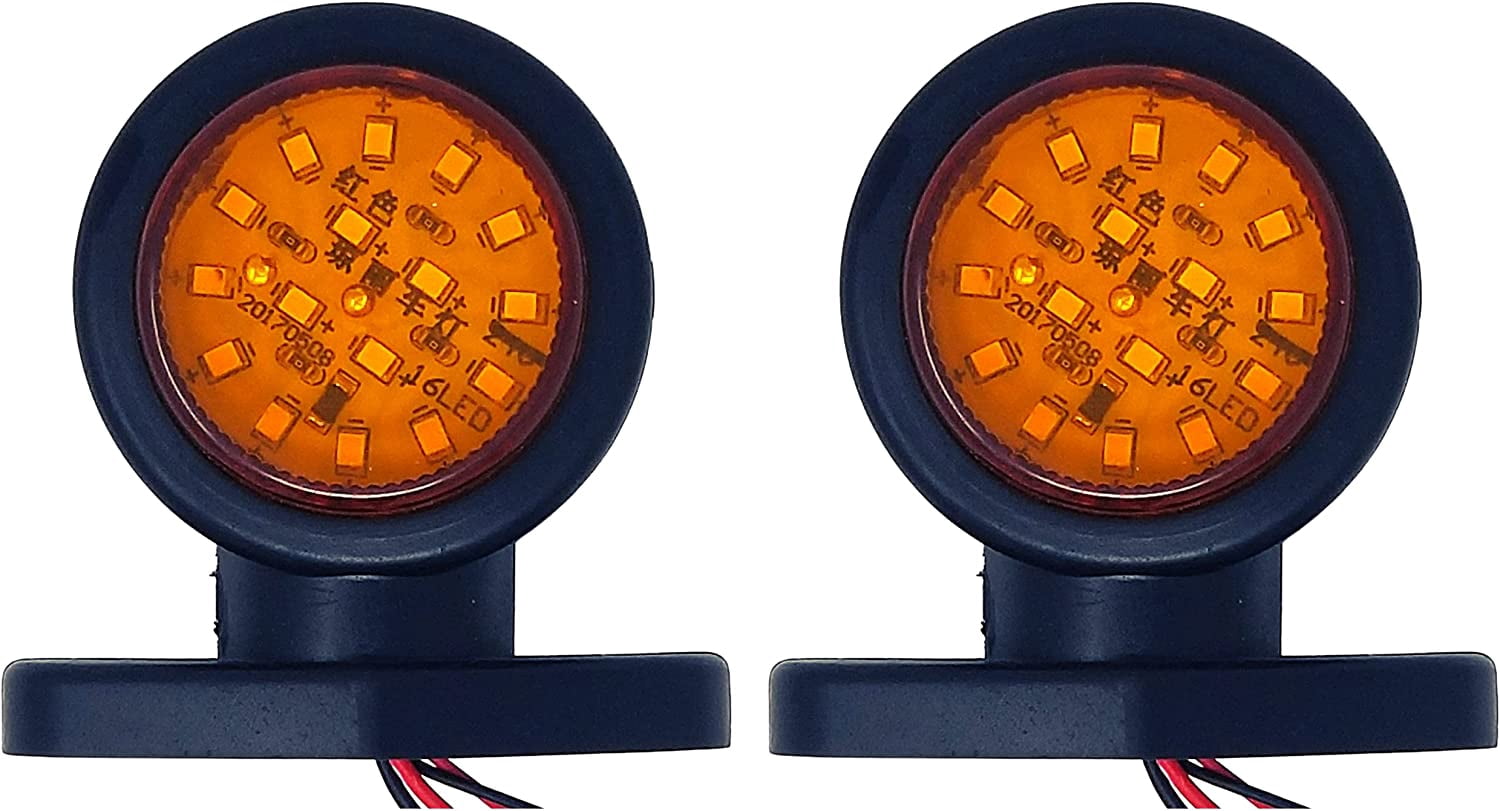 2pc Amber/Red 32-LED Double Face Surface Mount Short Pedestal Fender Truck Light - Foto 3