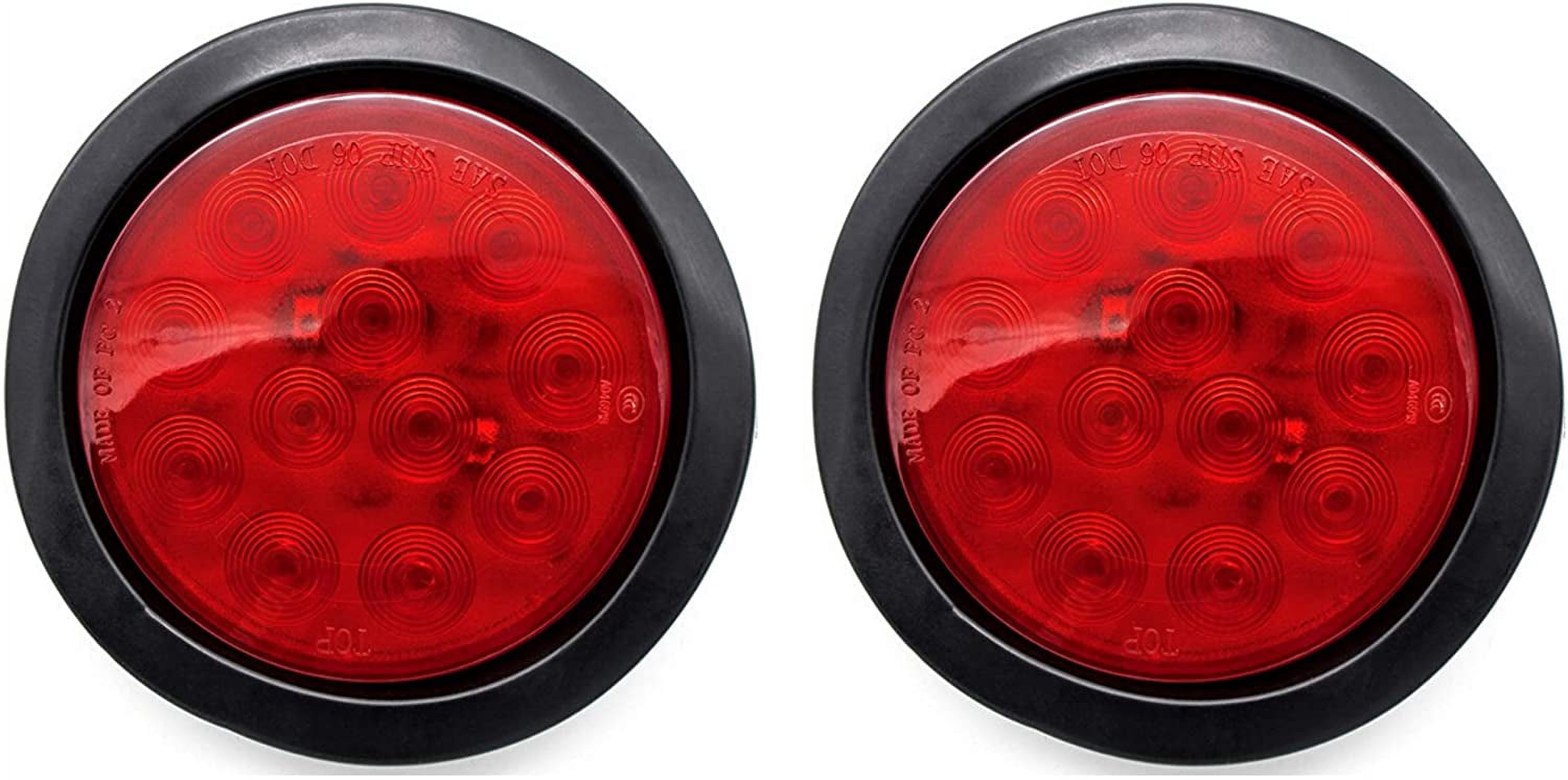 [ALL STAR TRUCK PARTS] 4" Inch White and Red 12 LED Round Stop/Turn