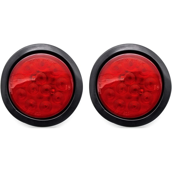 [ALL STAR TRUCK PARTS] 4" Inch White and Red 12 LED Round Stop/Turn/Tail/Reverse/Backup Trailer Light Kit with 3 wire Pigtail Plug & Grommet